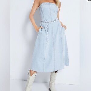 Weworewhat Light Blue Denim dress